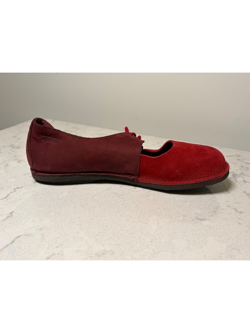 Gudrun Sjödén Red Burgundy Nubuck Lace Up Mary Jane Shoes EU 41 Portugal - Picture 4 of 7